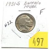 1931-S Buffalo nickel