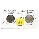 Lot of two Buffalo nickels: 1915, 1916, 2 pcs.