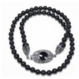 Vintage 18" bead necklace with sterling silver,