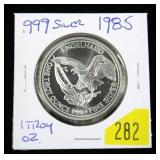 1985 one Troy ounce .999 Fine Engelhard silver