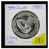 1985 one Troy ounce .999 Fine Engelhard silver