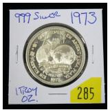 1973 one Troy ounce .999 silver round