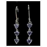 Sterling silver lever back earrings with trillion