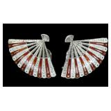 Siam sterling silver enamelled fan clip earrings,