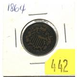 1864 2-cent piece