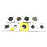 Lot, coins with damage, 9 pcs.