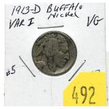 1913-D Buffalo nickel, Type I