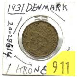 1931 Denmark 1 krone