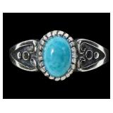 Sterling silver dentil set turquoise ring, new,