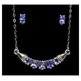 Sterling silver oval cut tanzanite post earrings