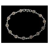 Sterling silver 7" vintage dainty rose links