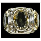 Sterling silver large oval cut bezel set citrine