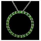 Sterling silver round cut lab emerald 1" diameter