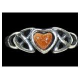 Sterling silver bezel set heart shape goldstone