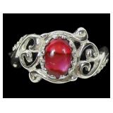 Sterling silver dentil set pink paua ring in