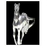 Sterling silver figural horse design ring, size 8,
