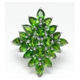 Sterling silver pear cut chrome diopside cluster