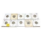 x10- Canadian silver dimes -x10 dimes -Sold by