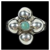 Mexican silver ring with bezel set turquoise,