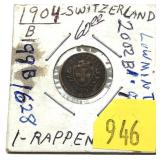 1904 Swiss 1 rappen