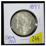 1897 Morgan dollar, gem BU