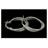 Sterling silver double oval hoop earrings,