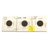 x3- 1909 VDB Lincoln cents, -x3 cents, Sold by the