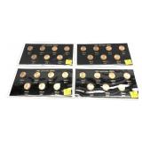 x4- 1982 Lincoln penny sets, varieties -x4 sets-