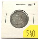 1857 Seated Liberty quarter
