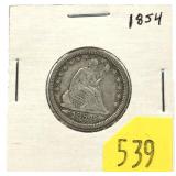 1854 Seated Liberty quarter