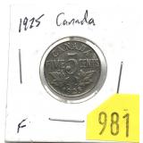 1925 Canadian 5-cents, key date