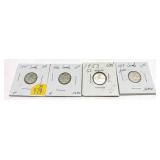 x4- Canadian silver dimes -x4 dimes -Sold by