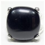Sterling silver 20 x 20mm black ring, size 10,