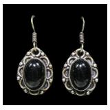 Sterling silver bezel set black shepherd hook