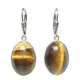 Sterling silver bezel set tiger eye lever back
