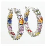 Sterling silver oval cut inside out multi-colored