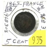 1863 France 5-cents