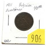 1911 Belgium 2-cents