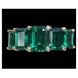 Sterling silver gold wash lab emerald five-stone