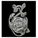 Sterling silver rose design statment ring, new,