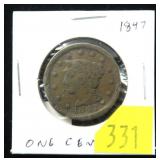 1847 U.S. large cent