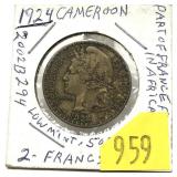 1924 Cameroon 2 francs