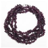 20" Three-strand garnet bead necklace with