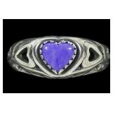 Sterling silver dentil set heart shape sugilite