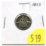 1853 Seated Liberty dime