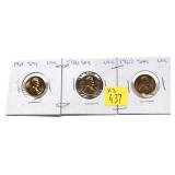 x3- SMS Lincoln cents: 1965, 1966, 1967, -x3 cents