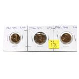 x3- SMS Lincoln cents: 1965, 1966, 1967, -x3 cents