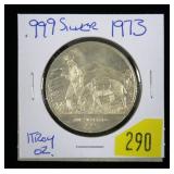 1973 one Troy ounce .999 silver round