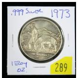 1973 one Troy ounce .999 silver round