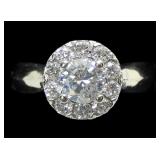 14K White gold round brilliant cut diamond ring,